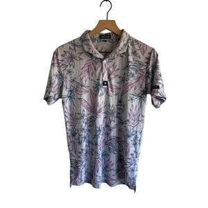 Bad Birdie Boys Golf Polo Shirt Size XL Purple Blue Hawaiian Floral Print
